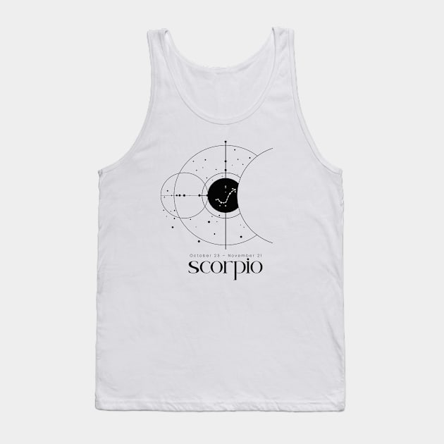 Minimalist Scorpio Zodiac Sign Constellation Astrology Aesthetic Simple Tank Top by Vermint Studio